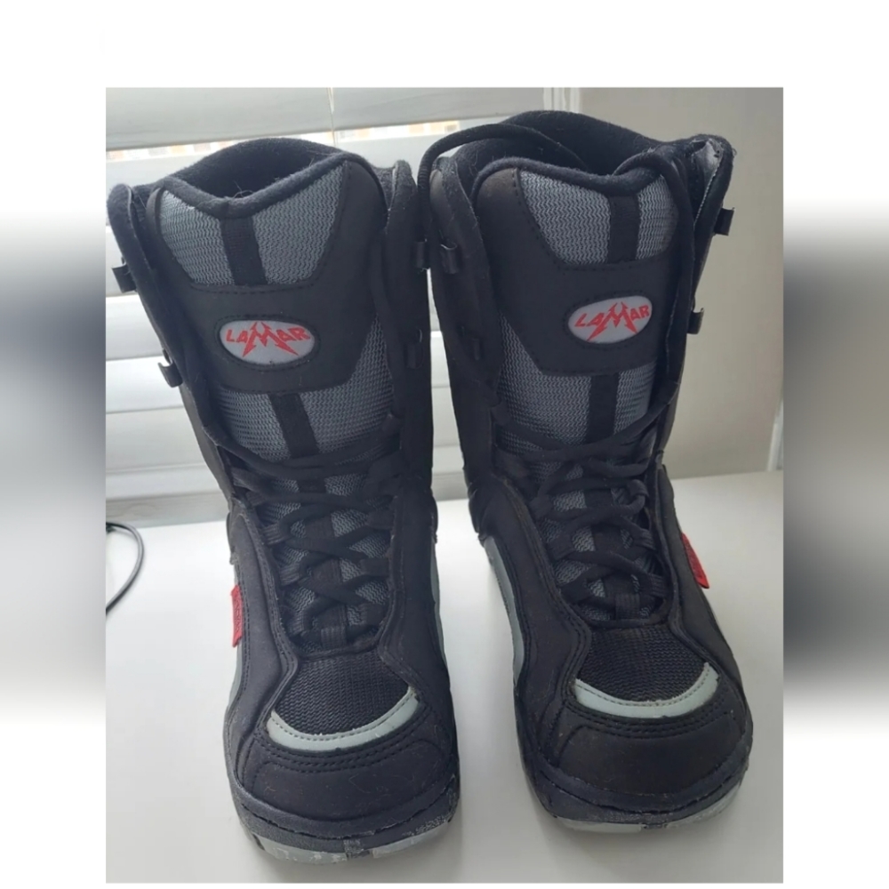 Lamar Justice Linerless black Gray Lace Up Snowboarding Boots US 4, EU 36, UK 3